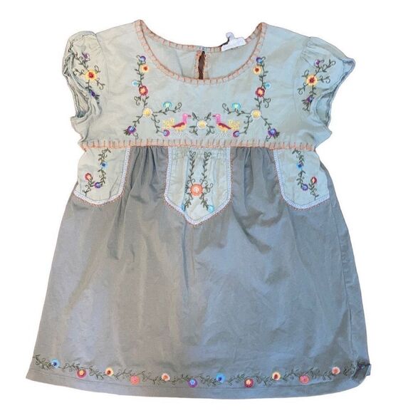 Sweet Color Size Small Duck Bird Floral Embroidered Cap Sleeve Blouse - Picture 1 of 7